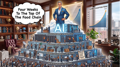 Four weeks to the top of the food chain -- AI economy pyramid
