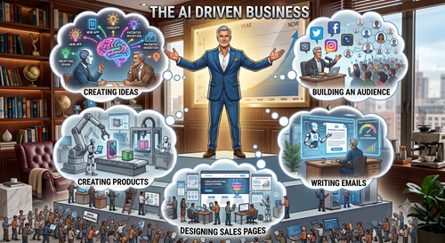 The AI Driven Business -- creating ideas, building products, building an audience, writing emails, designing sales pages
