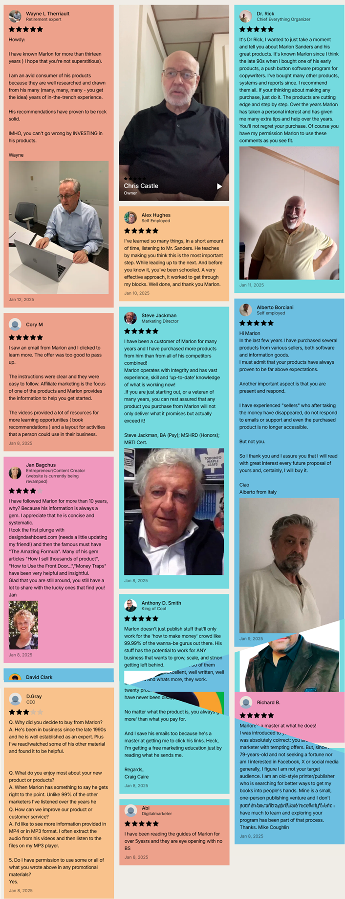 Customer testimonials for the point-and-click dashboard format