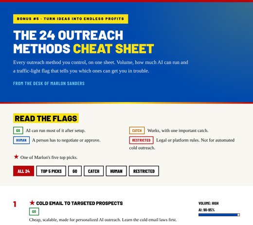 The 24 Outreach Methods Cheat Sheet bonus